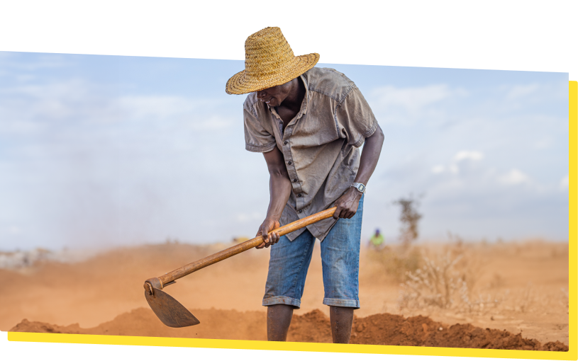 Farmer tending the land